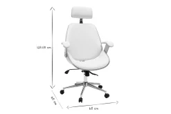 Miliboo Fauteuil De Bureau|Fauteuil De Bureau Ergonomique-Fauteuil de bureau de direction design blanc, bois clair et acier chromé MUSK