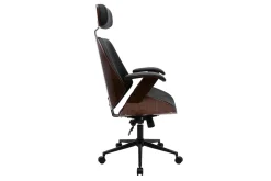 Miliboo Fauteuil De Bureau|Fauteuil De Bureau Ergonomique-Fauteuil de bureau de direction design noir, bois foncé et métal noir MUSK
