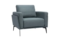 Miliboo Voir Tous Les Fauteuils|Fauteuil-Fauteuil design en tissu vert de gris et métal noir MOSCO