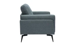 Miliboo Voir Tous Les Fauteuils|Fauteuil-Fauteuil design en tissu vert de gris et métal noir MOSCO
