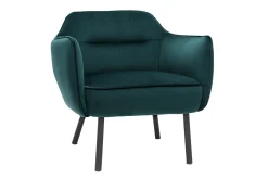 Miliboo Fauteuil Design|Voir Tous Les Fauteuils-Fauteuil design en tissu velours bleu pétrole et métal noir LAURENS
