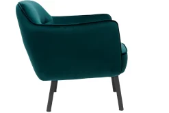Miliboo Fauteuil Design|Voir Tous Les Fauteuils-Fauteuil design en tissu velours bleu pétrole et métal noir LAURENS