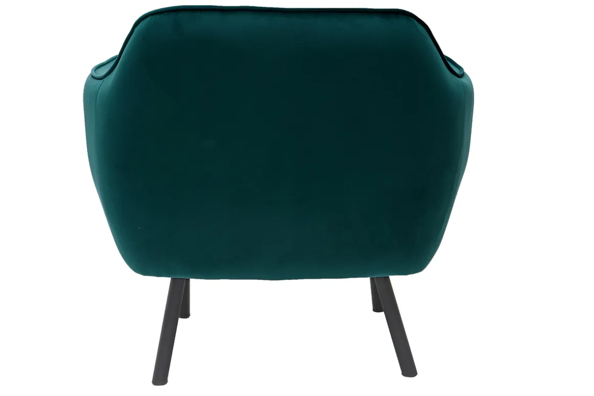 Miliboo Fauteuil Design|Voir Tous Les Fauteuils-Fauteuil design en tissu velours bleu pétrole et métal noir LAURENS