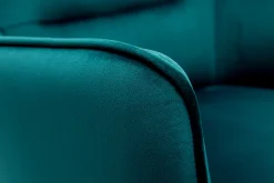 Miliboo Fauteuil Design|Voir Tous Les Fauteuils-Fauteuil design en tissu velours bleu pétrole et métal noir LAURENS