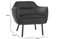 Miliboo Fauteuil Design|Voir Tous Les Fauteuils-Fauteuil design en tissu velours bleu pétrole et métal noir LAURENS