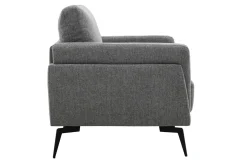 Miliboo Fauteuil Design|Voir Tous Les Fauteuils-Fauteuil design en tissu effet velours texturé gris et métal noir MOSCO