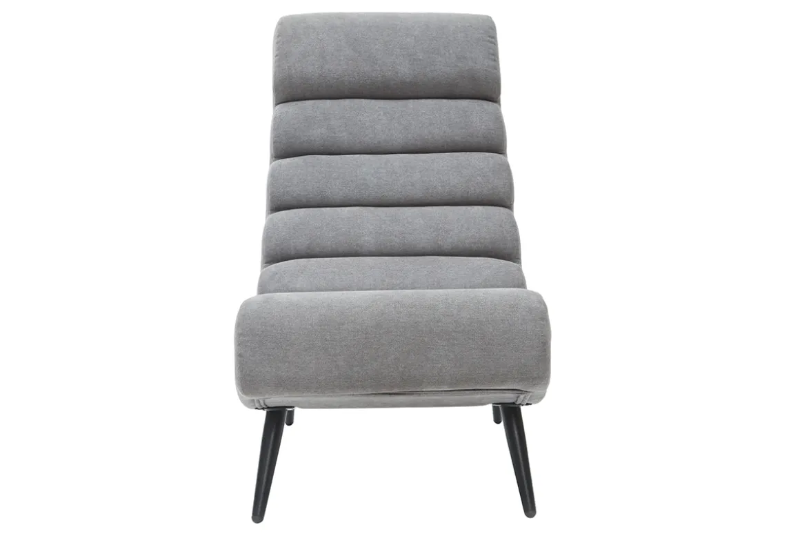 Miliboo Fauteuil Design|Voir Tous Les Fauteuils-Fauteuil design en tissu effet velours gris et métal noir TAYLOR