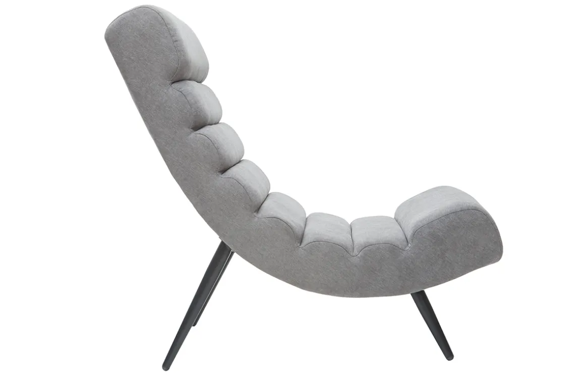 Miliboo Fauteuil Design|Voir Tous Les Fauteuils-Fauteuil design en tissu effet velours gris et métal noir TAYLOR