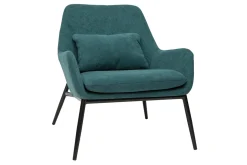 Miliboo Fauteuil Design|Voir Tous Les Fauteuils-Fauteuil design en tissu effet velours bleu canard et métal noir MAXINE