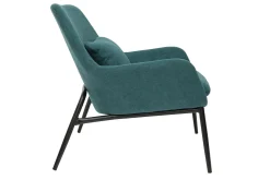 Miliboo Fauteuil Design|Voir Tous Les Fauteuils-Fauteuil design en tissu effet velours bleu canard et métal noir MAXINE