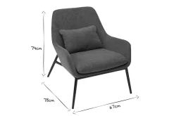 Miliboo Fauteuil Design|Voir Tous Les Fauteuils-Fauteuil design en tissu effet velours bleu canard et métal noir MAXINE