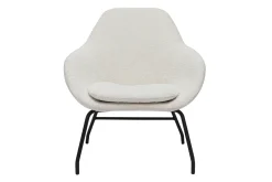 Miliboo Fauteuil Design|Voir Tous Les Fauteuils-Fauteuil design en tissu effet laine bouclée blanc cassé et métal noir MAYNE