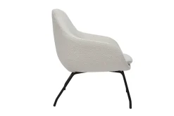 Miliboo Fauteuil Design|Voir Tous Les Fauteuils-Fauteuil design en tissu effet laine bouclée blanc cassé et métal noir MAYNE