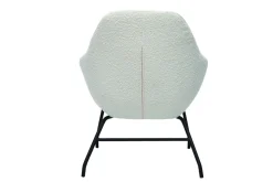 Miliboo Fauteuil Design|Voir Tous Les Fauteuils-Fauteuil design en tissu effet laine bouclée blanc cassé et métal noir MAYNE