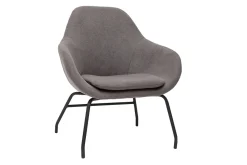 Miliboo Fauteuil Design|Voir Tous Les Fauteuils-Fauteuil design en tissu effet velours gris et métal noir MAYNE