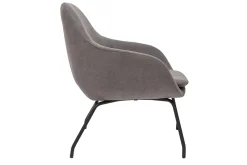 Miliboo Fauteuil Design|Voir Tous Les Fauteuils-Fauteuil design en tissu effet velours gris et métal noir MAYNE