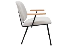 Miliboo Fauteuil Design|Voir Tous Les Fauteuils-Fauteuil design en tissu effet velours beige, métal noir et bois clair BARNET