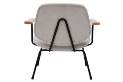Miliboo Fauteuil Design|Voir Tous Les Fauteuils-Fauteuil design en tissu effet velours beige, métal noir et bois clair BARNET