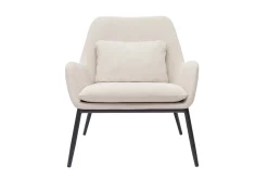 Miliboo Fauteuil Design|Voir Tous Les Fauteuils-Fauteuil design en tissu effet velours beige et métal noir MAXINE