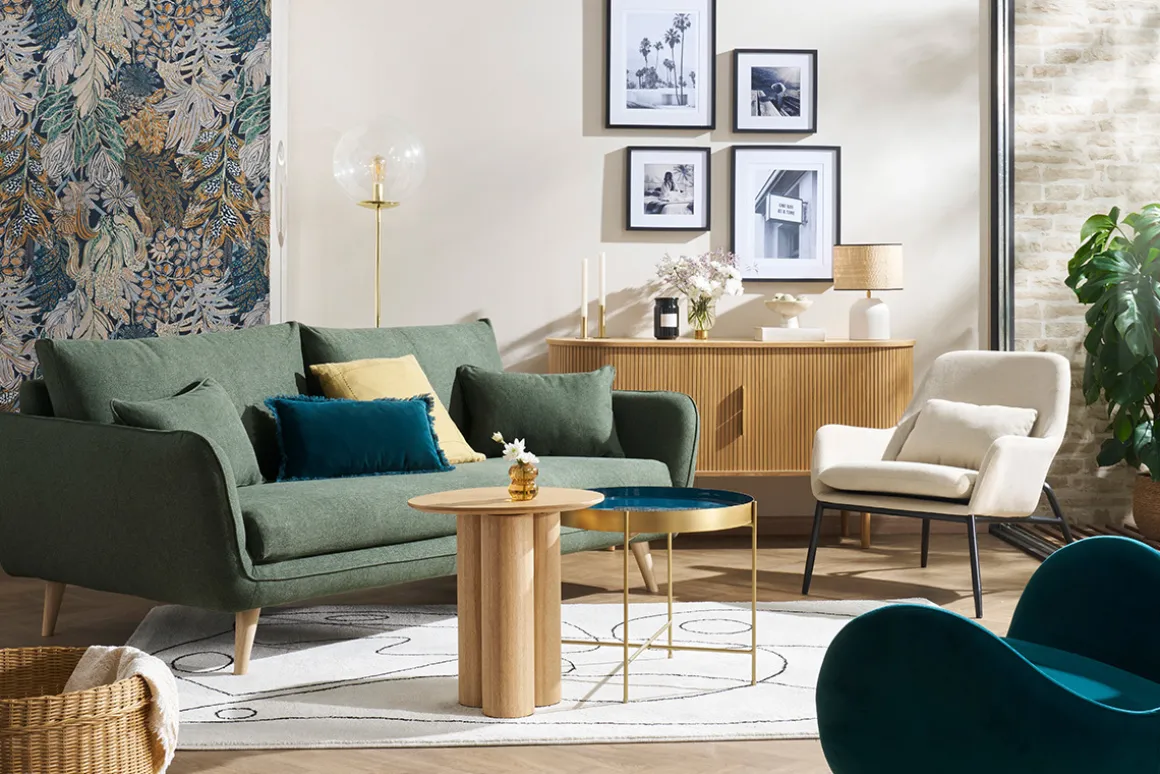 Miliboo Fauteuil Design|Voir Tous Les Fauteuils-Fauteuil design en tissu effet velours beige et métal noir MAXINE