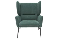 Miliboo Fauteuil Design|Voir Tous Les Fauteuils-Fauteuil design en tissu effet velours texturé vert et métal noir COME