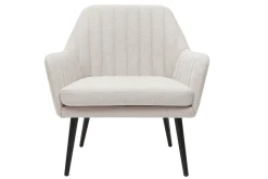 Miliboo Fauteuil Design|Voir Tous Les Fauteuils-Fauteuil design en tissu effet velours texturé beige et métal noir GASTON