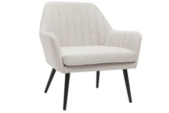 Miliboo Fauteuil Design|Voir Tous Les Fauteuils-Fauteuil design en tissu effet velours texturé beige et métal noir GASTON