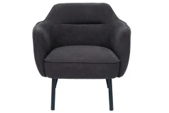Miliboo Fauteuil Design|Voir Tous Les Fauteuils-Fauteuil design en tissu effet velours gris foncé et métal noir LAURENS