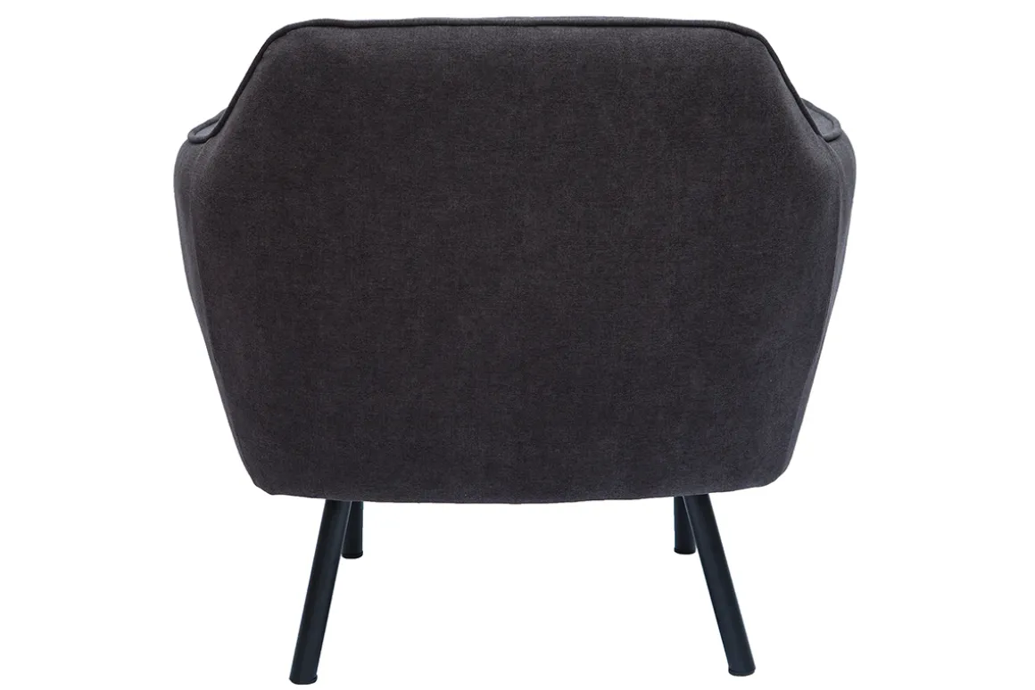 Miliboo Fauteuil Design|Voir Tous Les Fauteuils-Fauteuil design en tissu effet velours gris foncé et métal noir LAURENS