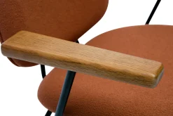 Miliboo Fauteuil Design|Voir Tous Les Fauteuils-Fauteuil design en tissu effet laine bouclée terre brûlée, métal noir et bois foncé BARNET