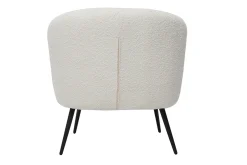 Miliboo Fauteuil Design|Voir Tous Les Fauteuils-Fauteuil design en tissu effet laine bouclée blanc cassé et métal noir MAGGIE