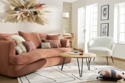 Miliboo Fauteuil Design|Voir Tous Les Fauteuils-Fauteuil design en tissu effet laine bouclée blanc cassé et métal noir MAGGIE