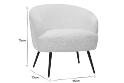 Miliboo Fauteuil Design|Voir Tous Les Fauteuils-Fauteuil design en tissu effet laine bouclée blanc cassé et métal noir MAGGIE