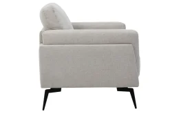 Miliboo Fauteuil Design|Voir Tous Les Fauteuils-Fauteuil design en tissu effet velours texturé beige et métal noir MOSCO