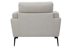 Miliboo Fauteuil Design|Voir Tous Les Fauteuils-Fauteuil design en tissu effet velours texturé beige et métal noir MOSCO