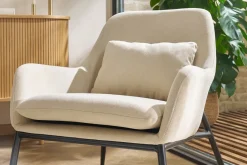 Miliboo Fauteuil Design|Voir Tous Les Fauteuils-Fauteuil design en tissu effet velours terre brulée et métal noir MAXINE