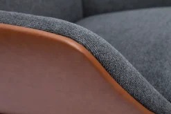 Miliboo Fauteuil Design|Voir Tous Les Fauteuils-Fauteuil design marron avec tissu effet velours texturé gris foncé et métal noir MARCEAU