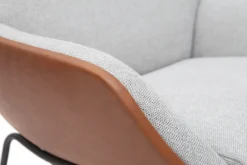 Miliboo Fauteuil Design|Voir Tous Les Fauteuils-Fauteuil design marron avec tissu effet velours texturé gris et métal noir MARCEAU