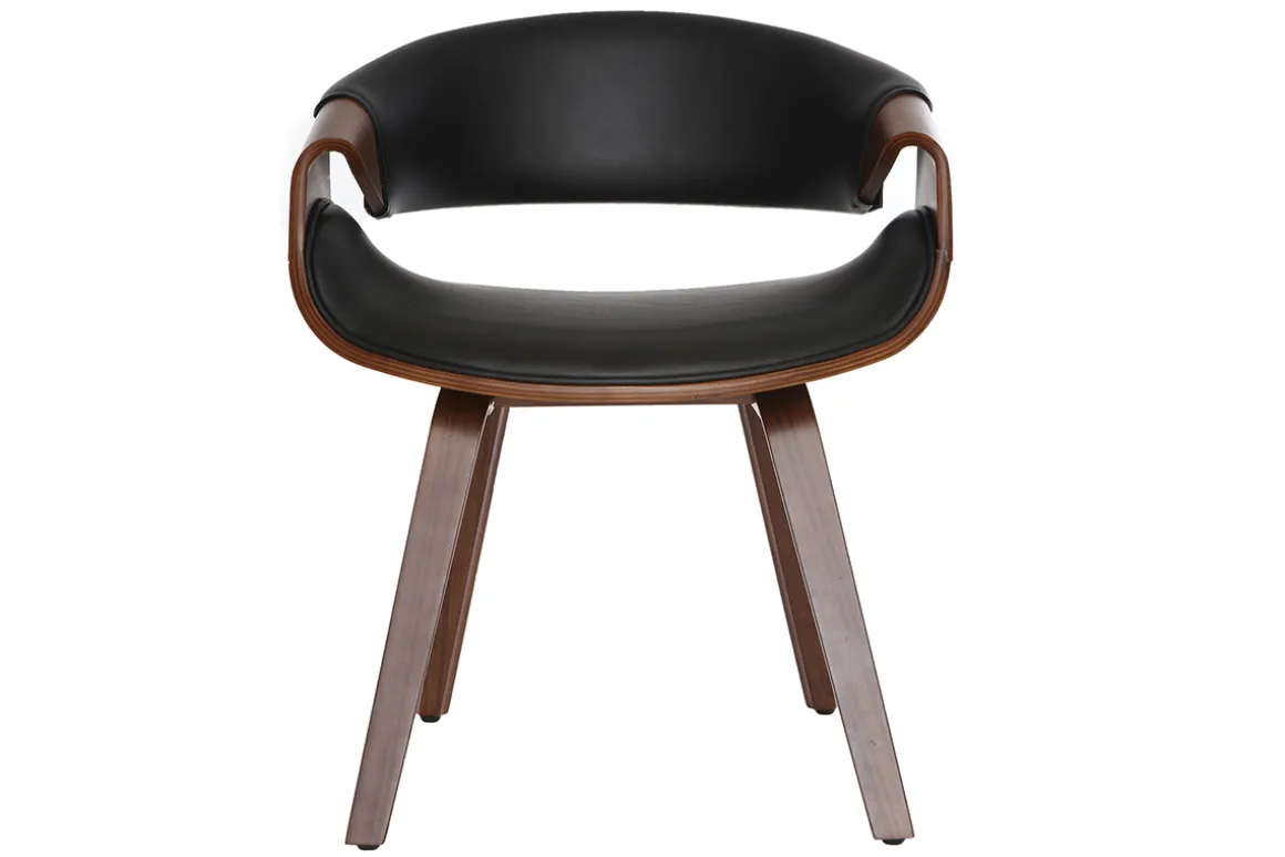 Miliboo Fauteuil Design|Voir Tous Les Fauteuils-Fauteuil design noir et bois foncé noyer ARAMIS
