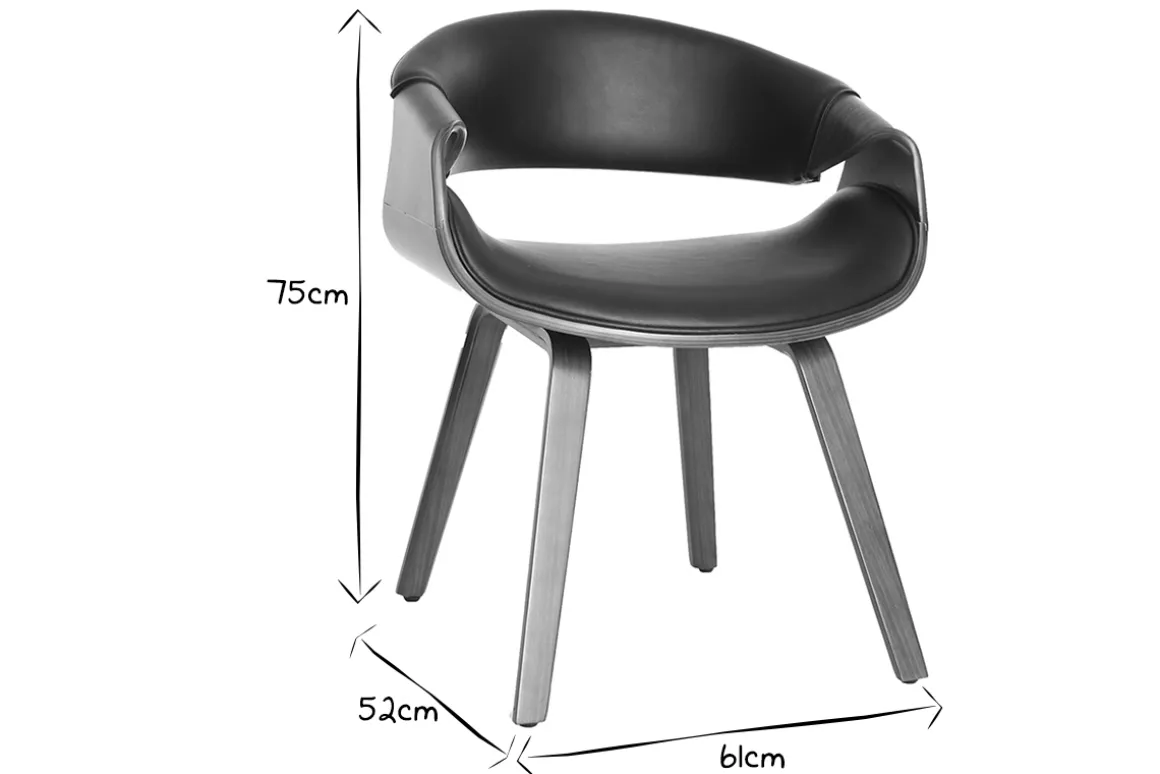 Miliboo Fauteuil Design|Voir Tous Les Fauteuils-Fauteuil design noir et bois foncé noyer ARAMIS