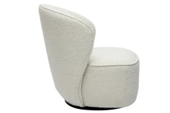 Miliboo Fauteuil Design|Voir Tous Les Fauteuils-Fauteuil design pivotant en tissu effet laine bouclée blanc AMBER