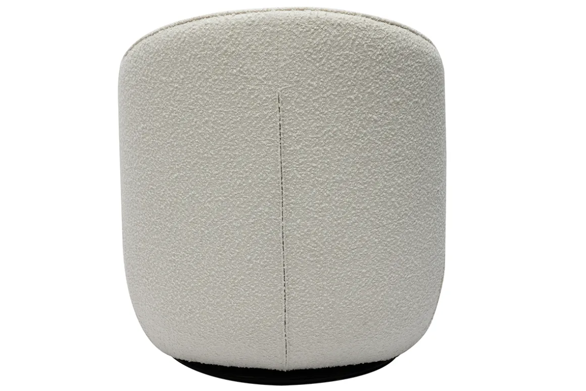 Miliboo Fauteuil Design|Voir Tous Les Fauteuils-Fauteuil design pivotant en tissu effet laine bouclée blanc AMBER