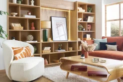 Miliboo Fauteuil Design|Voir Tous Les Fauteuils-Fauteuil design pivotant en tissu effet velours texturé terracotta AMBER