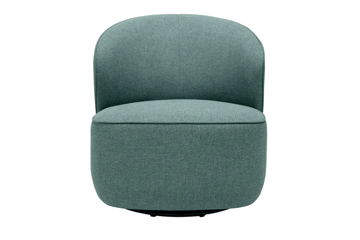 Miliboo Fauteuil Design|Voir Tous Les Fauteuils-Fauteuil design pivotant en tissu vert de gris AMBER