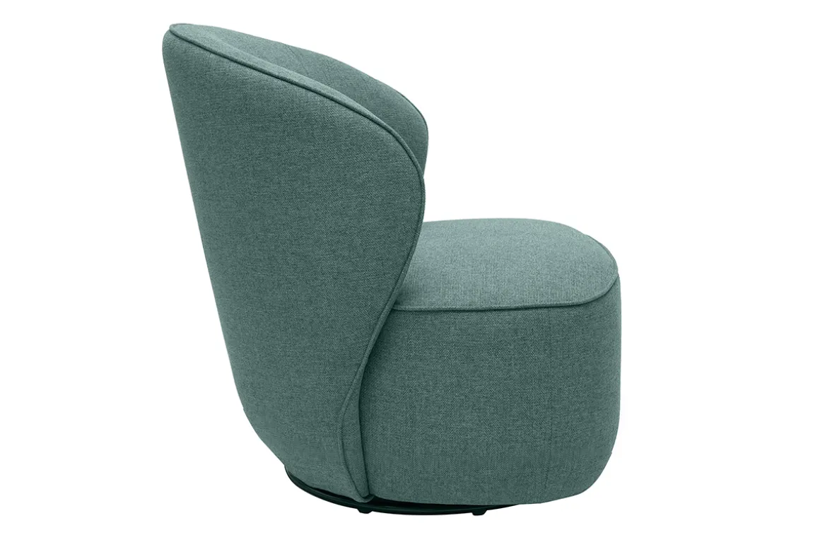 Miliboo Fauteuil Design|Voir Tous Les Fauteuils-Fauteuil design pivotant en tissu vert de gris AMBER