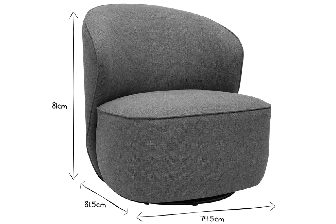 Miliboo Fauteuil Design|Voir Tous Les Fauteuils-Fauteuil design pivotant en tissu vert de gris AMBER