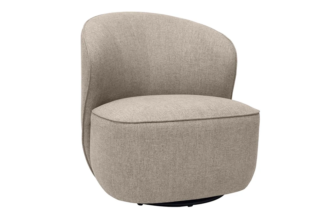 Miliboo Fauteuil Design|Voir Tous Les Fauteuils-Fauteuil design pivotant en tissu effet velours texturé taupe AMBER