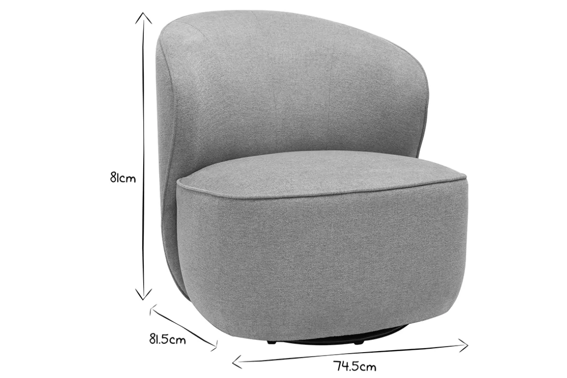 Miliboo Fauteuil Design|Voir Tous Les Fauteuils-Fauteuil design pivotant en tissu effet velours texturé taupe AMBER