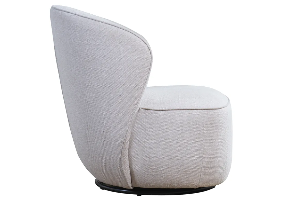 Miliboo Fauteuil Design|Voir Tous Les Fauteuils-Fauteuil design pivotant en tissu effet velours texturé beige AMBER