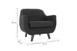 Miliboo Fauteuil Design|Voir Tous Les Fauteuils-Fauteuil déhoussable en tissu bleu foncé et bois foncé YNOK